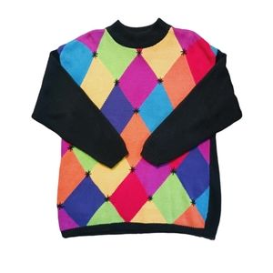Vintage colorful diamond design sweater